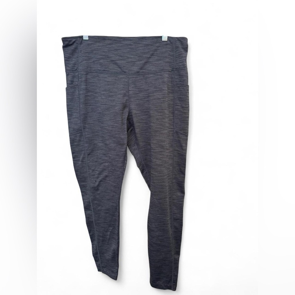 Mondetta Performance + Luxury Heather Grey Blue Active Leggings- side pockets